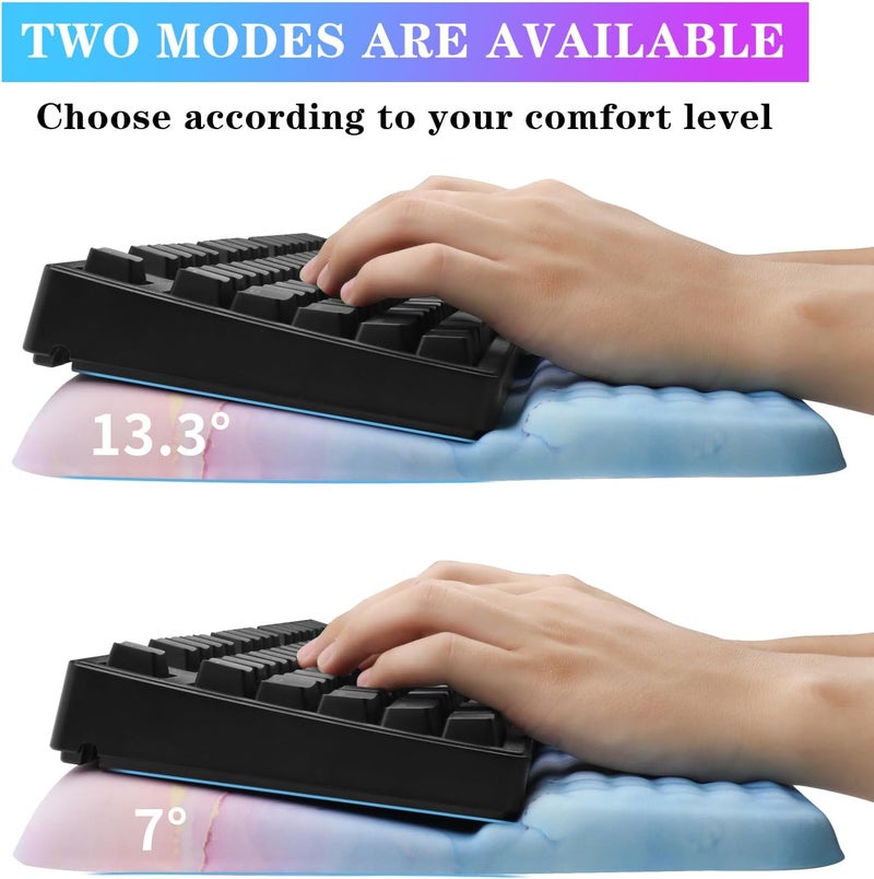 KEPUTAIER Computer Keyboard Stand with Wrist Rest, Ergonomic Tilted Keyboard Holder - Keyboard Riser with Wrist Pad - Keyboard Tray Support for Office Home - Aqua Marble - Image 2